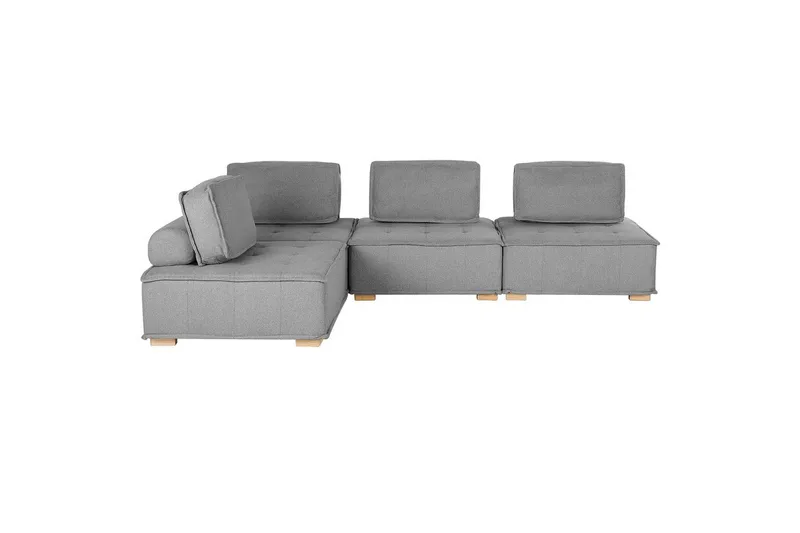 Hörnsoffa Beliani Tibro Beige/ljust trä NO_BRAND Light grey||Light colored wood