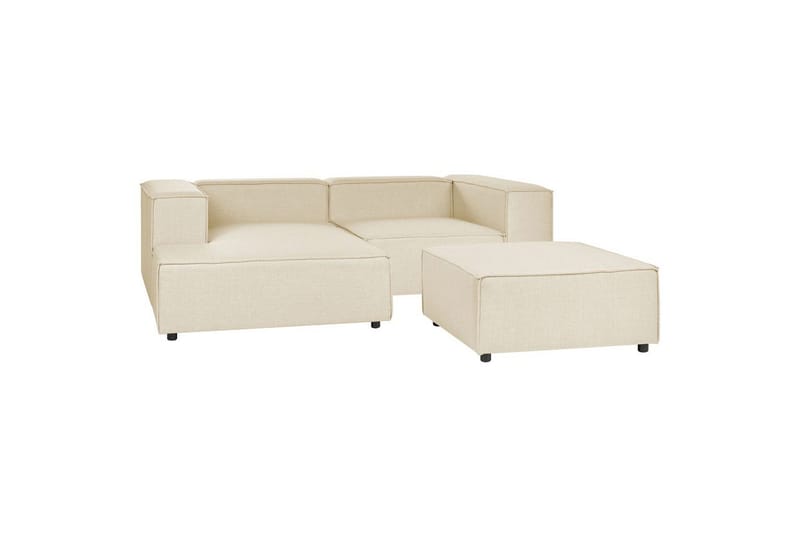 Hörnsoffa med fotpall Beliani Aprica Beige - Møbler - Sofaer - Modulsofaer - Komplett modulsofa