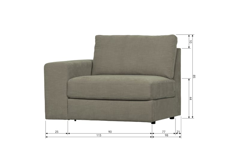 Kielstra Venstremodul - Varmgrå - Møbler - Sofaer - Modulsofaer - Øvrige moduler til modulsofa