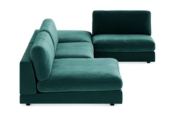 Arken 6-seters U-formet Modulsofa + Fotskammel i Fløyel - Gr ønn - Møbler - Sofaer - Modulsofaer - Komplett modulsofa