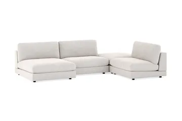 Arken 6-seters U-formet Modulsofa + Fotskammel i Fløyel - Kremhvit - Møbler - Sofaer - Modulsofaer - Komplett modulsofa