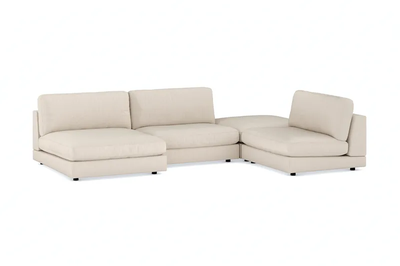 Arken 6-seters U-formet Modulsofa + Fotskammel i Manchester - Beige - Møbler - Sofaer - Modulsofaer - Komplett modulsofa