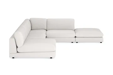 Arken 6-seters Vendbar L-formet Modulhjørnesofa med Divan + Fotskammel i Bouclé - Hvit - Møbler - Sofaer - Modulsofaer - Komplett modulsofa