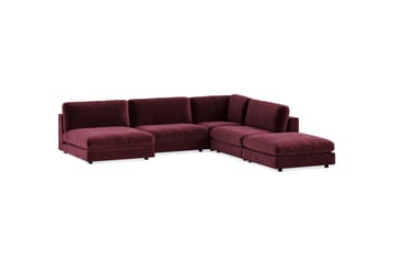 Arken 6-seters Vendbar L-formet Modulhjørnesofa med Divan + Fotskammel i Fløyel - Lilla - Møbler - Sofaer - Modulsofaer - Komplett modulsofa