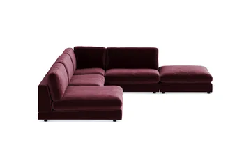 Arken 6-seters Vendbar L-formet Modulhjørnesofa med Divan + Fotskammel i Fløyel - Lilla - Møbler - Sofaer - Modulsofaer - Komplett modulsofa