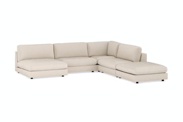 Arken 6-seters Vendbar L-formet Modulhjørnesofa med Divan + Fotskammel i Manchester - Beige - Møbler - Sofaer - Modulsofaer - Komplett modulsofa