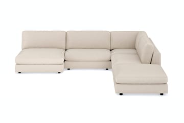Arken 6-seters Vendbar L-formet Modulhjørnesofa med Divan + Fotskammel i Manchester - Beige - Møbler - Sofaer - Modulsofaer - Komplett modulsofa