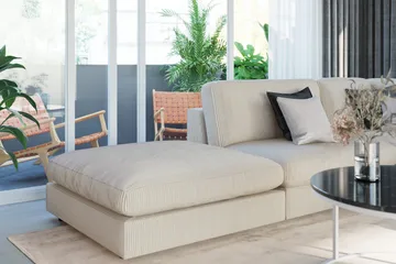 Arken 6-seters Vendbar L-formet Modulhjørnesofa med Divan + Fotskammel i Manchester - Beige - Møbler - Sofaer - Modulsofaer - Komplett modulsofa