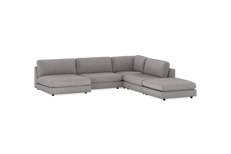 Arken 6-seters Vendbar L-formet Modulhjørnesofa med Divan + Fotskammel i Manchester - Mørk grå - Møbler - Sofaer - Modulsofaer - Komplett modulsofa