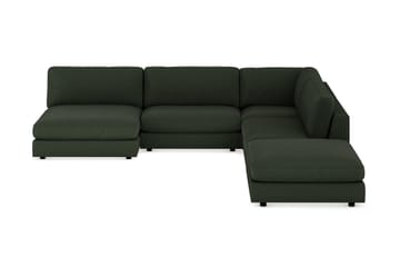 Arken 6-seters Vendbar L-formet Modulhjørnesofa med Divan + Fotskammel i Manchester - Mørkegrønn - Møbler - Sofaer - Modulsofaer - Komplett modulsofa