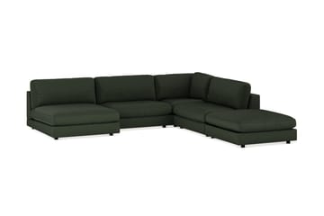 Arken 6-seters Vendbar L-formet Modulhjørnesofa med Divan + Fotskammel i Manchester - Mørkegrønn - Møbler - Sofaer - Modulsofaer - Komplett modulsofa
