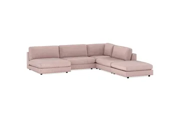 Arken 6-seters Vendbar L-formet Modulhjørnesofa med Divan + Fotskammel i Manchester - Rosa - Møbler - Sofaer - Modulsofaer - Komplett modulsofa