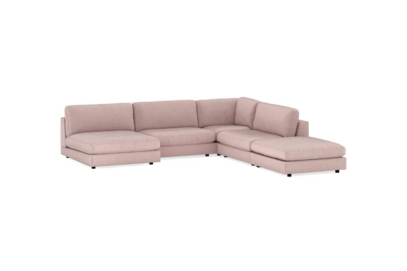 Arken 6-seters Vendbar L-formet Modulhjørnesofa med Divan + Fotskammel i Manchester - Rosa - Møbler - Sofaer - Modulsofaer - Komplett modulsofa