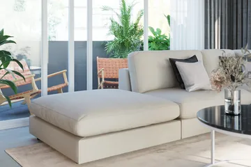 Arken 6-seters Vendbar L-formet Modulhjørnesofa med Divan + Fotskammel i Stoff - Beige - Møbler - Sofaer - Modulsofaer - Komplett modulsofa