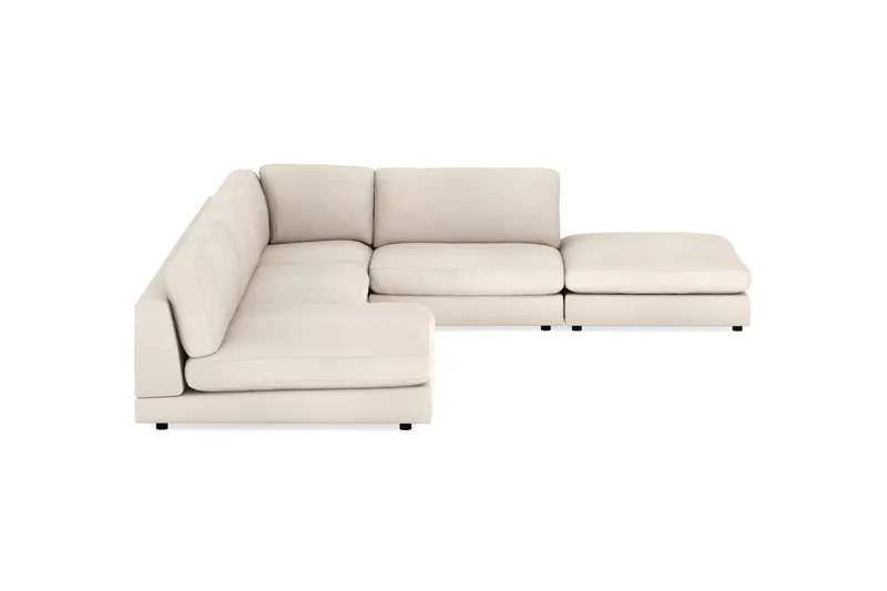 Arken 6-seters Vendbar L-formet Modulhjørnesofa med Divan + Fotskammel i Stoff - Beige - Møbler - Sofaer - Modulsofaer - Komplett modulsofa