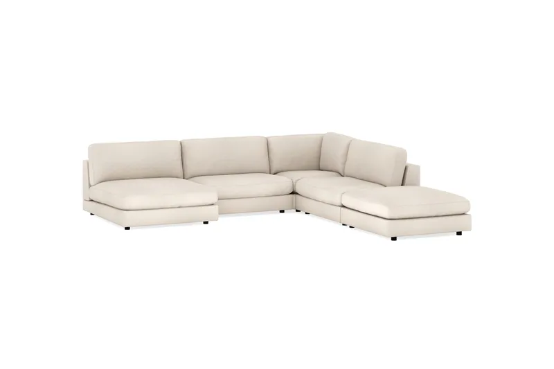 Arken 6-seters Vendbar L-formet Modulhjørnesofa med Divan + Fotskammel i Stoff - Beige - Møbler - Sofaer - Modulsofaer - Komplett modulsofa