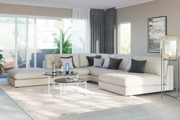 Arken 6-seters Vendbar L-formet Modulhjørnesofa med Divan + Fotskammel i Stoff - Beige - Møbler - Sofaer - Modulsofaer - Komplett modulsofa