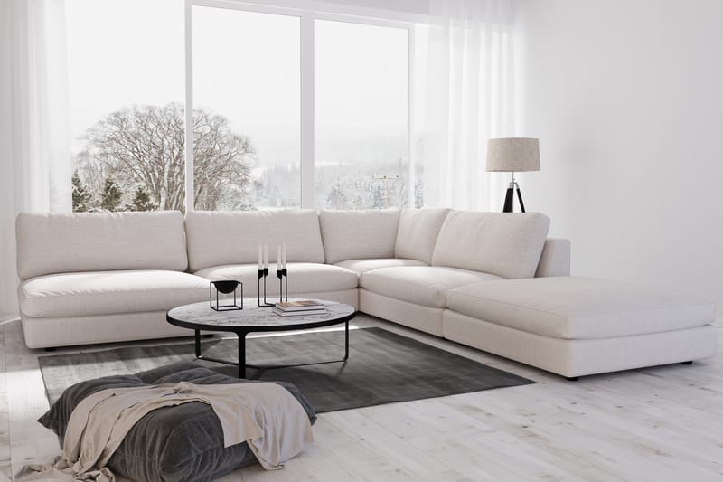Arken 6-seters Vendbar L-formet Modulhjørnesofa med Divan + Fotskammel i Stoff - Lys grå - Møbler - Sofaer - Modulsofaer - Komplett modulsofa