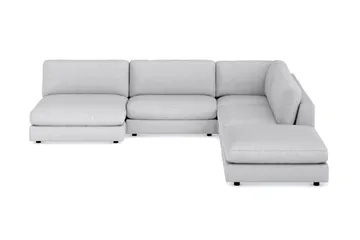 Arken 6-seters Vendbar L-formet Modulhjørnesofa med Divan + Fotskammel i Stoff - Lys grå - Møbler - Sofaer - Modulsofaer - Komplett modulsofa