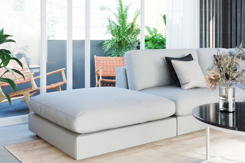Arken 6-seters Vendbar L-formet Modulhjørnesofa med Divan + Fotskammel i Stoff - Lys grå - Møbler - Sofaer - Modulsofaer - Komplett modulsofa