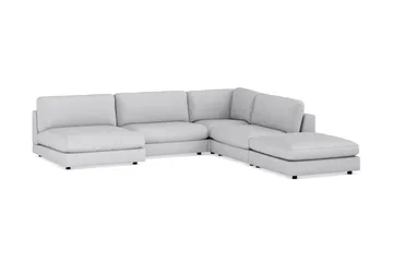 Arken 6-seters Vendbar L-formet Modulhjørnesofa med Divan + Fotskammel i Stoff - Lys grå - Møbler - Sofaer - Modulsofaer - Komplett modulsofa