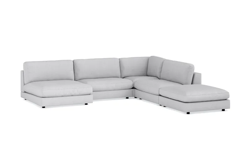 Arken 6-seters Vendbar L-formet Modulhjørnesofa med Divan + Fotskammel i Stoff - Lys grå - Møbler - Sofaer - Modulsofaer - Komplett modulsofa