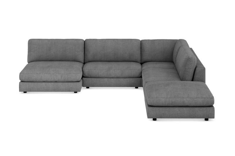 Arken 6-seters Vendbar L-formet Modulhjørnesofa med Divan + Fotskammel i Stoff - Mørk grå - Møbler - Sofaer - Modulsofaer - Komplett modulsofa