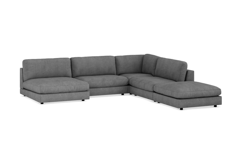 Arken 6-seters Vendbar L-formet Modulhjørnesofa med Divan + Fotskammel i Stoff - Mørk grå - Møbler - Sofaer - Modulsofaer - Komplett modulsofa