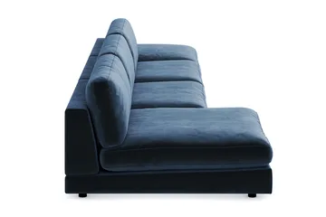 Arken 6-seters Vendbar U-formet Modulsofa med Divan + Fotskammel i Fløyel - Blå - Møbler - Sofaer - Modulsofaer - Komplett modulsofa