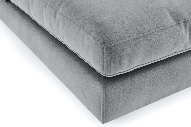 Arken 6-seters Vendbar U-formet Modulsofa med Divan + Fotskammel i Fløyel - Lys grå - Møbler - Sofaer - Modulsofaer - Komplett modulsofa