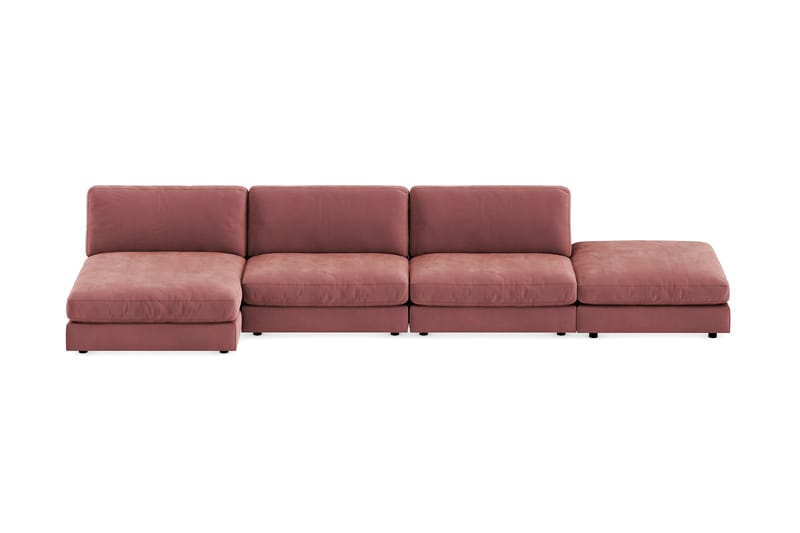 Arken 6-seters Vendbar U-formet Modulsofa med Divan + Fotskammel i Fløyel - Rosa - Møbler - Sofaer - Modulsofaer - Komplett modulsofa