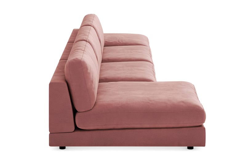 Arken 6-seters Vendbar U-formet Modulsofa med Divan + Fotskammel i Fløyel - Rosa - Møbler - Sofaer - Modulsofaer - Komplett modulsofa