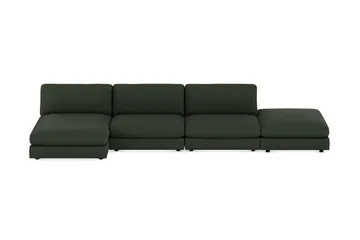 Arken 6-seters Vendbar U-formet Modulsofa med Divan + Fotskammel i Manchester - Mørkegrønn - Møbler - Sofaer - Modulsofaer - Komplett modulsofa