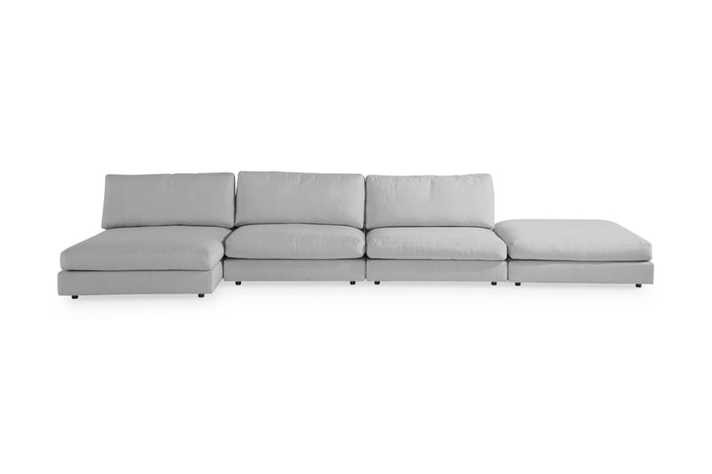 Arken 6-seters Vendbar U-formet Modulsofa med Divan + Fotskammel i Stoff - Grå - Møbler - Sofaer - Modulsofaer - Komplett modulsofa