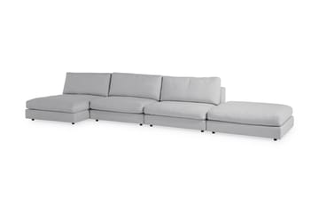 Arken 6-seters Vendbar U-formet Modulsofa med Divan + Fotskammel i Stoff - Grå - Møbler - Sofaer - Modulsofaer - Komplett modulsofa