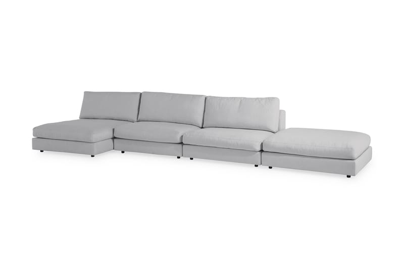 Arken 6-seters Vendbar U-formet Modulsofa med Divan + Fotskammel i Stoff - Grå - Møbler - Sofaer - Modulsofaer - Komplett modulsofa