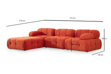 Belgin Modulsofa 3-seter - Rød - Møbler - Sofaer - Modulsofaer - Komplett modulsofa