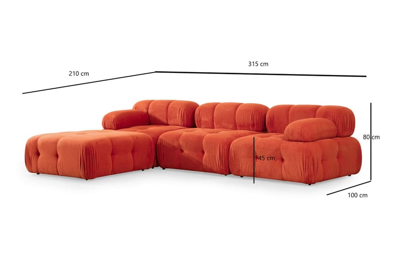 Belgin Modulsofa 3-seter - Rød - Møbler - Sofaer - Modulsofaer - Komplett modulsofa