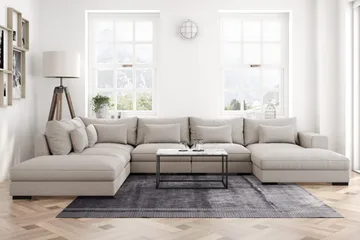Dubai Stor U-modulsofa med Sjeselong Høyre 432 cm - Beige - Møbler - Sofaer - Modulsofaer - Komplett modulsofa