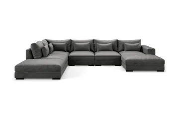 Dubai stor U-sofa modul med divan høyre fløyel ekstra dyp - Mørkegrå - Møbler - Sofaer - Modulsofaer - Komplett modulsofa