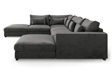 Dubai Stor U Sofa Modul med Divan Høyre Fløyel Ekstra dyp - Mørkgrå - Møbler - Sofaer - Modulsofaer - Komplett modulsofa