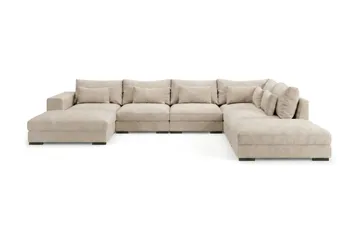 Dubai stor U-sofa modul med divan venstre ekstra dyp i Chenille