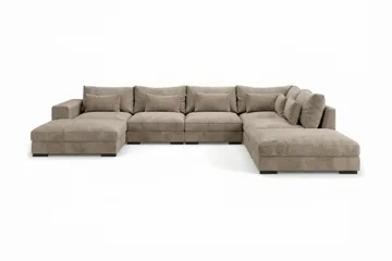 Dubai stor U-sofa modul med divan venstre ekstra dyp i Chenille