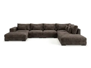 Dubai stor U-sofa modul med divan venstre ekstra dyp i Chenille