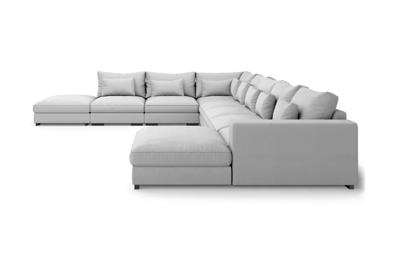 Dubai U-modulsofa Large med divan høyre ekstra dyp - Lysegrå - Møbler - Sofaer - Modulsofaer - Komplett modulsofa