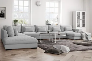 Dubai U-modulsofa Large med divan høyre ekstra dyp - Lysegrå - Møbler - Sofaer - Modulsofaer - Komplett modulsofa