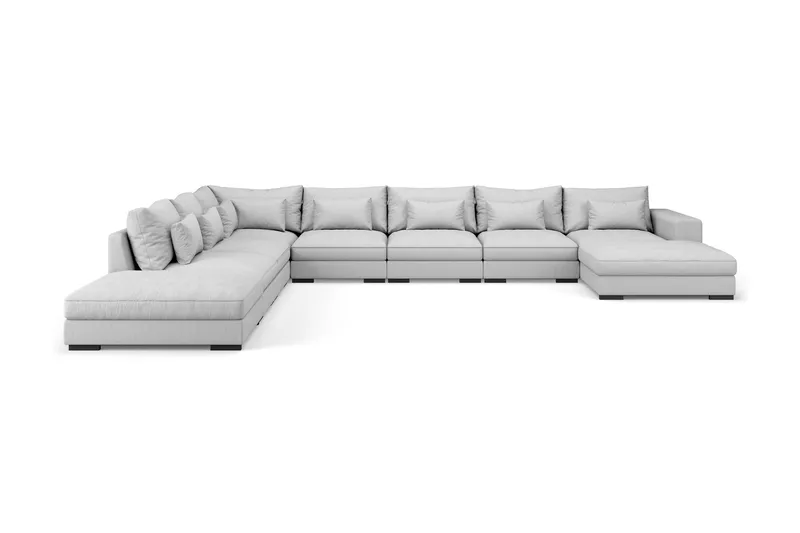Dubai U-modulsofa Large med divan høyre ekstra dyp, Lysegrå