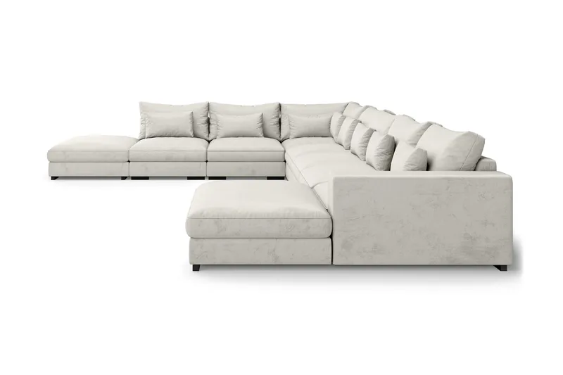 Dubai U-modulsofa Large med divan høyre fløyel ekstra dyp - Hvit - Møbler - Sofaer - Modulsofaer - Komplett modulsofa