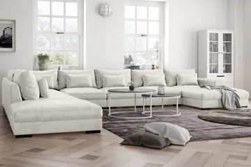 Dubai U-modulsofa Large med Divan Høyre Fløyel - Hvit - Møbler - Sofaer - Modulsofaer - Komplett modulsofa