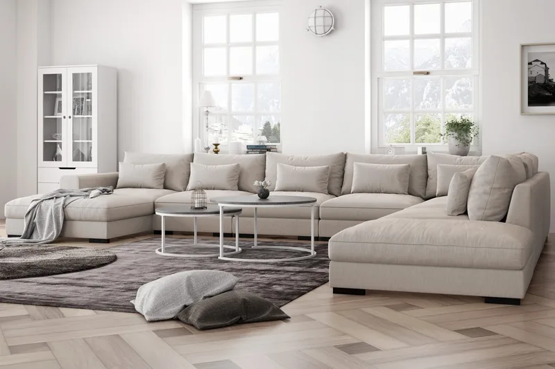 Dubai U-modulsofa Large med divan venstre ekstra dyp - Beige - Møbler - Sofaer - U-sofa